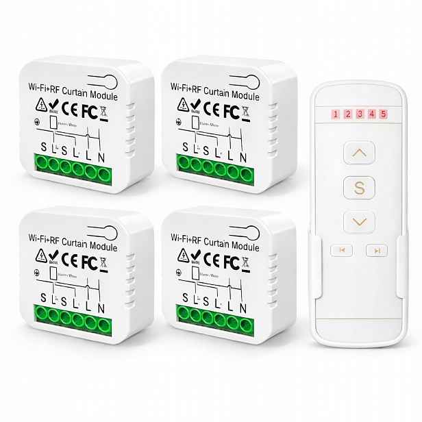 4x WiFi ovladač rolet 5kanálové dálkové ovládání rolet