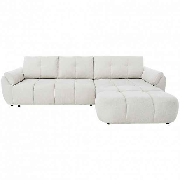 Beautysofa ROHOVÁ POHOVKA Massimo, univerzální rohová rozkládací pohovka 280 cm s funkcí spaní a úložným prostorem, krémová