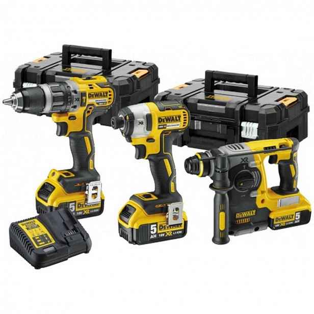 DeWALT - 9dílná sada AKU nářadí, baterií a nabíječky DCK368P3T