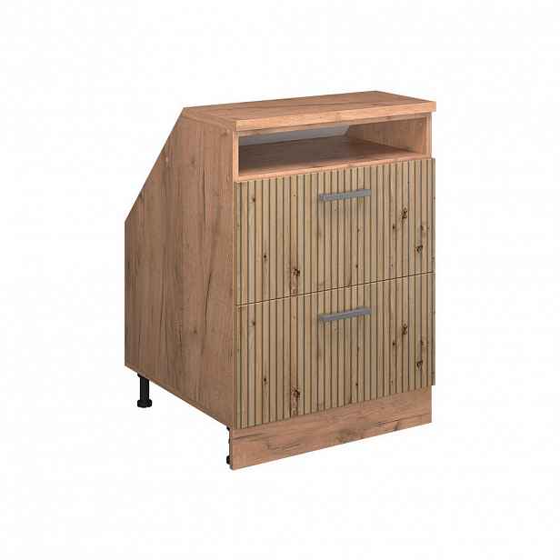 Vicco ŠIKMÁ SKŘÍŇ Rion Řemeslný dub 60 x 81.6 cm se 2 zásuvkami, korpus skříně hloubka 60 cm