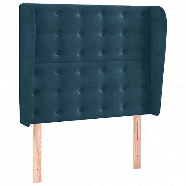 vidaXL Čelo postele typu ušák tmavě modrá 93x23x118/128 cm samet