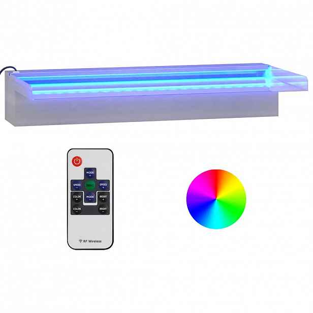 vidaXL Přelivový vodopád s RGB LED osvětlením nerezová ocel 45 cm