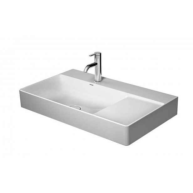 Duravit DuraSquare - Umyvadlo nábytkové 80x47 cm, s 1 otvorem pro baterii vlevo, DuraCeram, alpská bílá 2348800071