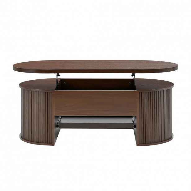 OKWISH KONFERENČNÍ stolek 110/55,5/40 cm ořechová z MDF s výklopnou deskou a úložným prostorem