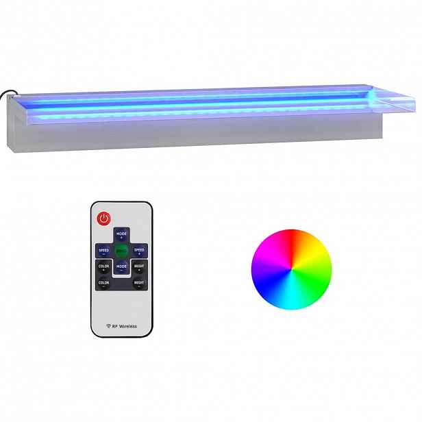 vidaXL Přelivový vodopád s RGB LED osvětlením nerezová ocel 60 cm