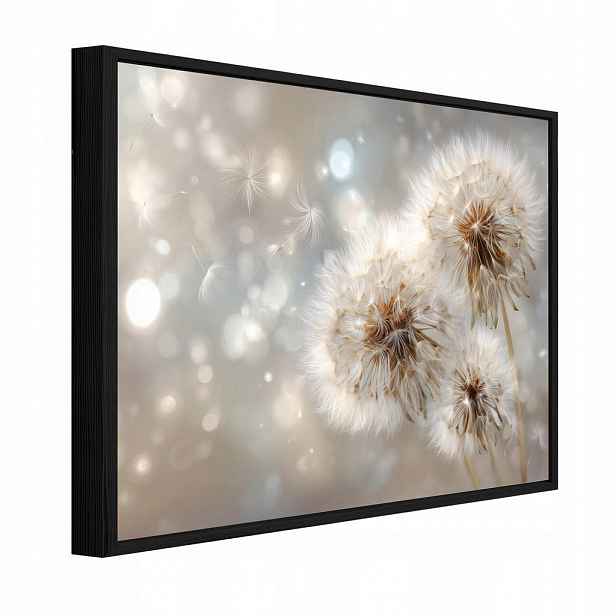 Wallarena ZARÁMOVANÉ obrazy květy pampelišky béžové 60x40 cm