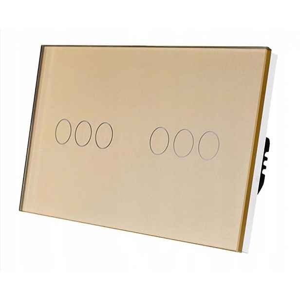 Dotykový Spínač Světla 3+3 Sklo 6 Tlačítek