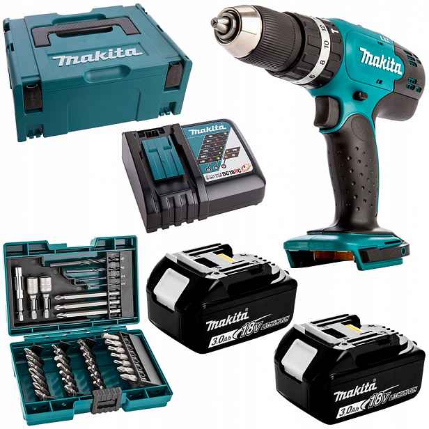 Aku Šroubovák 18V 42Nm 2x3Ah Lxt Makita DHP453RFJ bity 38cz B-54106