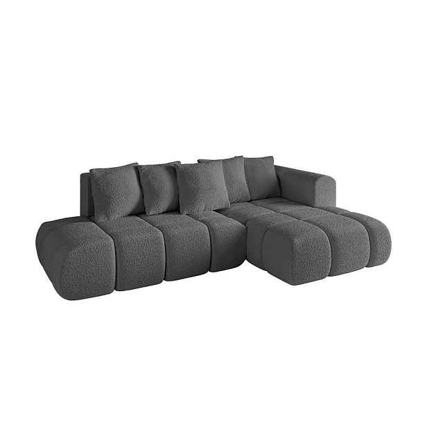ALTDECOR ROHOVÁ SEDAČKA s funkcí spaní a otomanem, pravá CLOUD-L-v1 280x185x90 Šedá Buklé