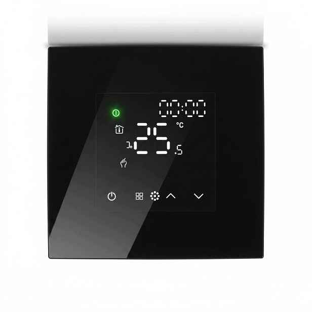 Chytrý termostat pro ohřev vody WiFi Alex Glass Black Rámeček