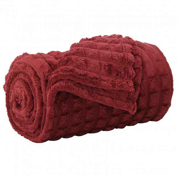 vidaXL Plažová deka Bordeaux červená 240 x 220 cm 1.37 kg Fleece