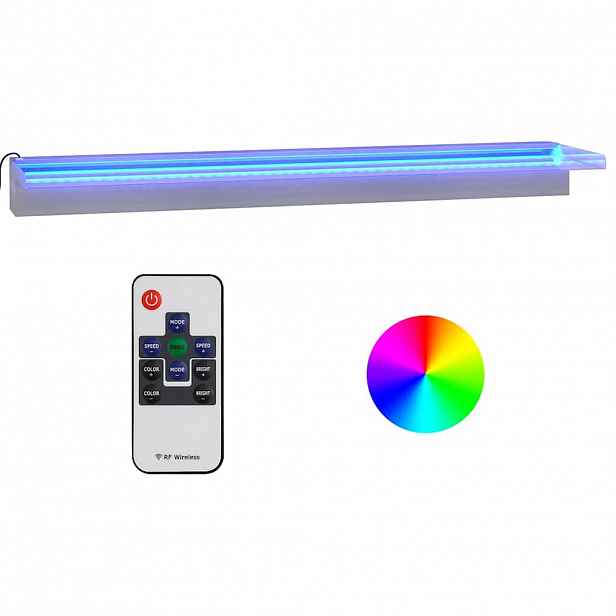 vidaXL Přelivový vodopád s RGB LED osvětlením nerezová ocel 90 cm
