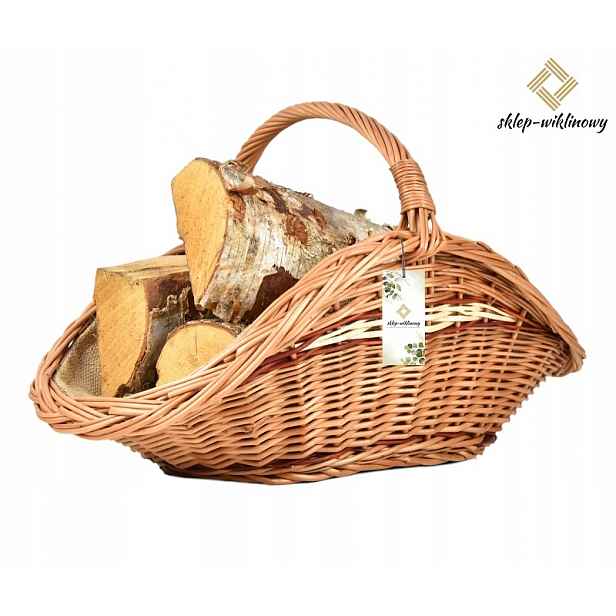 Polský krbový koš na palivové dřevo do krbu Košík 56 cm Obšitý