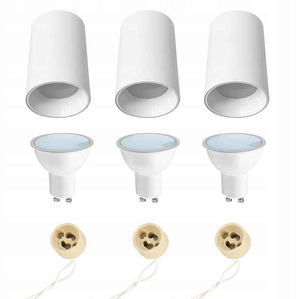 3x Horoz Stropní nástěnné svítidlo Tuba Salsa-l GU10 Bílá GU10 5,5W 6500K