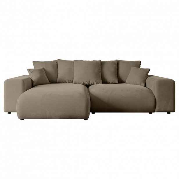ALTDECOR ROHOVÁ SEDAČKA, otoman vlevo ESKAR-L 266x176x72 hnědý velur
