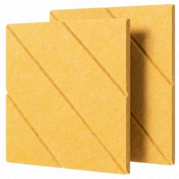Dekorativní filcový nástěnný panel CROSS DESIGN žlutá 40x40 cm čtverec - sada 2 ks