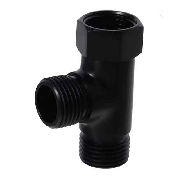 Eco produkty Černý T-kus 1/2" s jednou otočnou maticí - T adaptér s maticí 1/2" x 1/2" x 1/2" - černá barva
