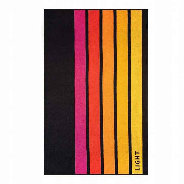Plážový ručník 100x160 Light černý, vícebarevný, bavlněné froté pruhy