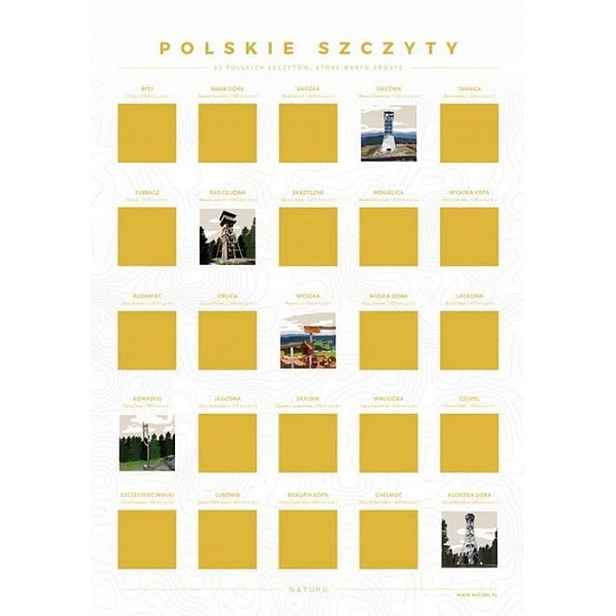 Polský Plakát Zdrapka Polské Vrcholy Top 25 Balení Jako Dárek K Přírodě