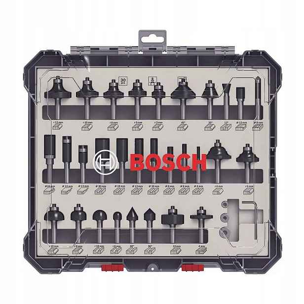 Sada 30 Míchacích Fréz Na Dřevo, Rukojeť 8 mm Bosch 2607017475