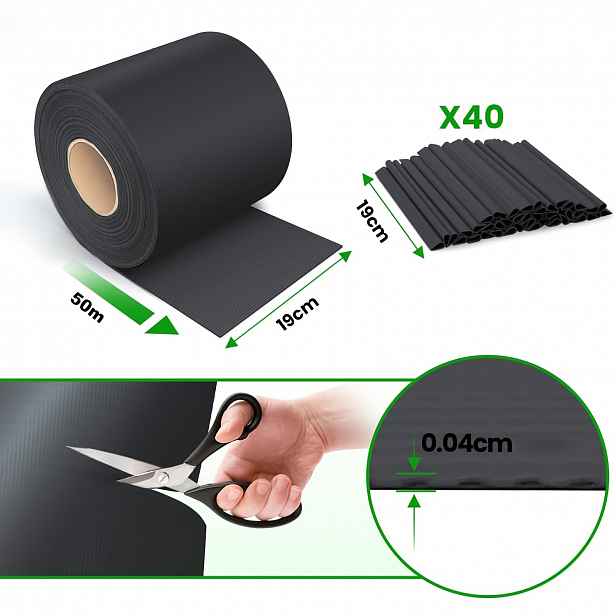 TEMU PVC pruhy pro ochranu soukromí 450 g/m², zahradní plotová clona, 50 m x 19 cm dvojité tyčové rohože sponami pro terasu, dvorek, balkon,
