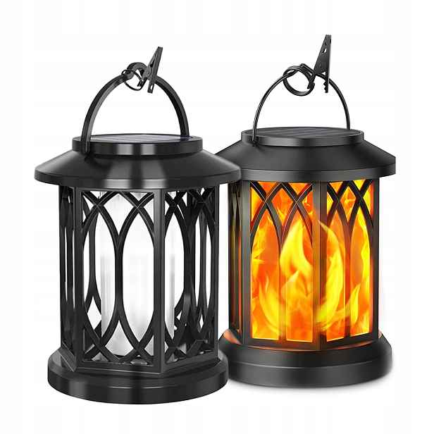 Plamenové lampy do zahrady Set Lampa s efektem plamene IP65 černá 2ks