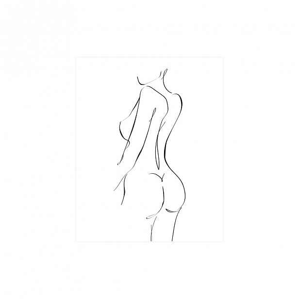 Černobílý plakát WOOOD Female, 50 x 70 cm