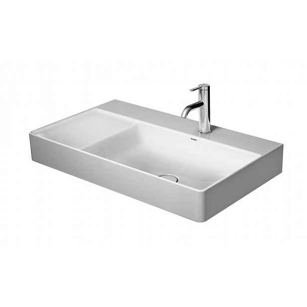 Duravit DuraSquare - Umyvadlo nábytkové 80x47 cm, s 1 otvorem pro baterii vpravo, DuraCeram, alpská bílá 2349800071