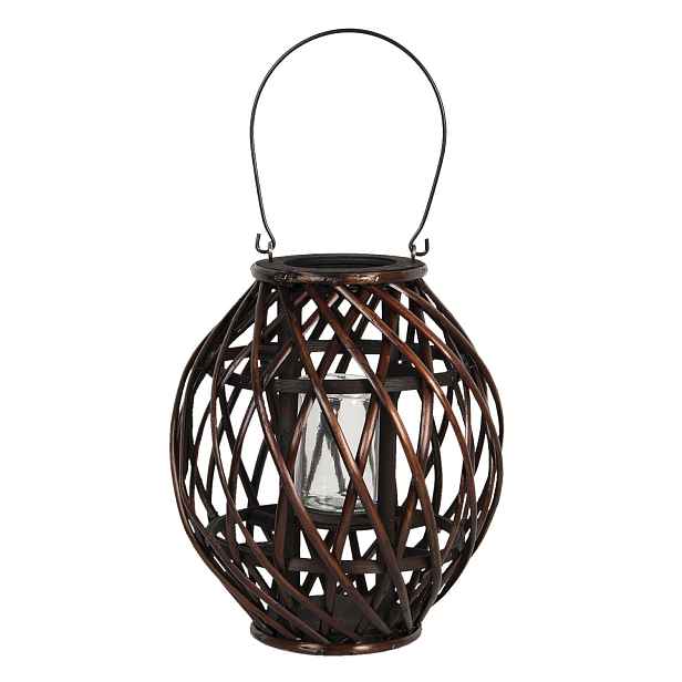 Hnědá závěsná dřevěná lucerna Eudo - Ø 26*30 cm Clayre & Eef