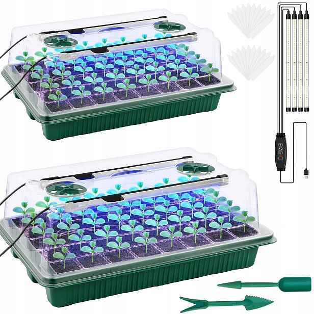 Miniskleník S 80 Otvory A Led Lampou Pro Rostliny, Květiny, Zeleniny A Ovoce
