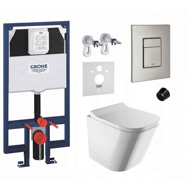 Podomítkový set Grohe, Wc mísa Rim Omnires, tlačítko nerezová ocel mat