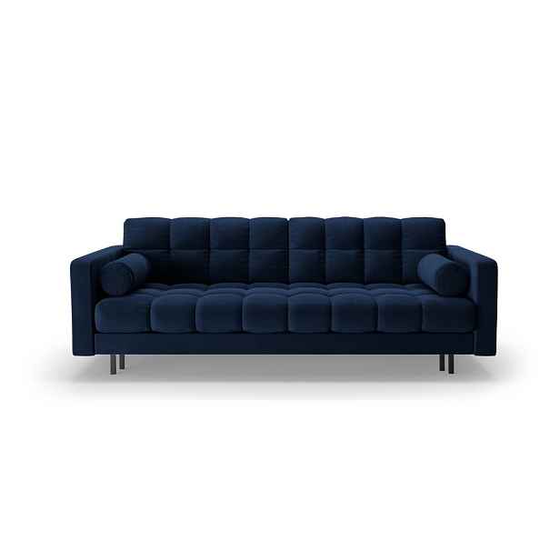 Tmavě modrá sametová rozkládací/s úložným prostorem pohovka 222 cm Bali – Cosmopolitan Design