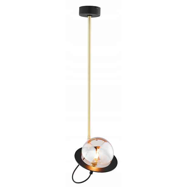 Jupiter Závěsná lampa Planet: Černo-zlatá Jantarová koule 1xG9 14W