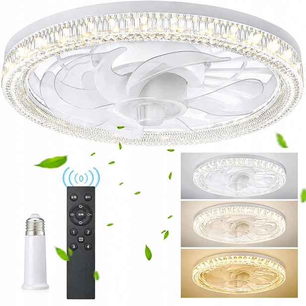 Závěsná lampa Lustr Stropní Ventilátor Led Lampa 50W Dálkový Ovladač