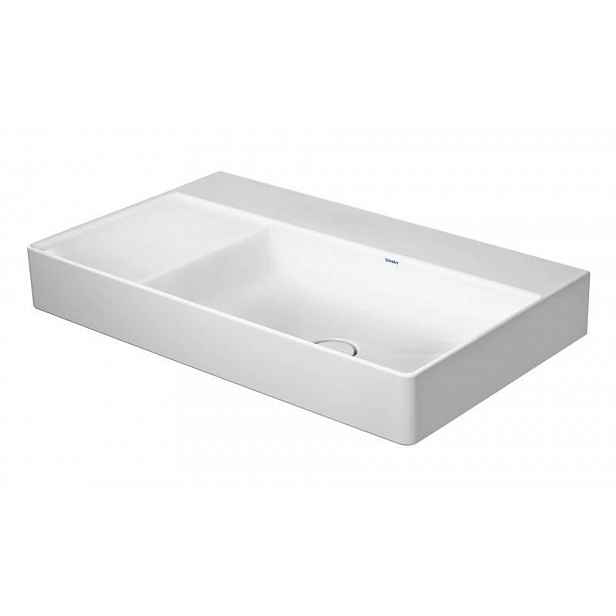 Duravit DuraSquare - Umyvadlo 80x47 cm, bez přepadu, bez otvoru pro baterii, pravé, DuraCeram, bílá 2349800070