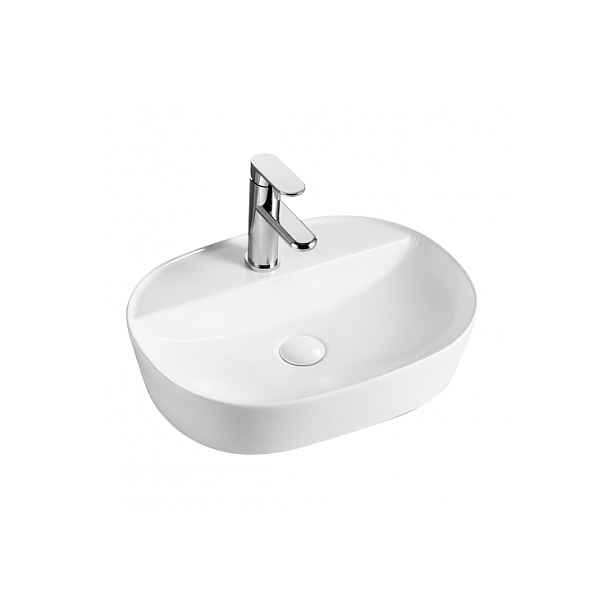 Eco produkty Ovale 50 keramické umyvadlo na desku 50;5 x 38;5 x 12 pro baterii na umyvadle