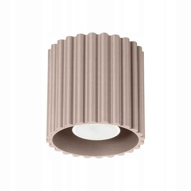 Sollux Spot stropní rýhovaný kulatý taupe 10 cm 1xGU10 10W Aura