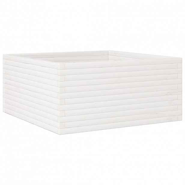 vidaXL Zahradní truhlík bílý 100 x 100 x 46 cm masivní borové dřevo
