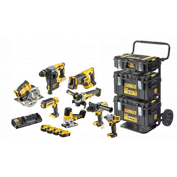 DeWALT - 16dílná sada AKU nářadí, baterií a nabíječky DCK856P4