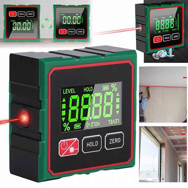 Laserový Úhloměr Digitální Inklinometr Laserové Pravítko Měření Úhlu 400 Mah