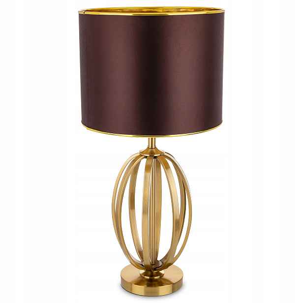 Stolní lampa, dekorace glamour, hnědá, se zlatým stínítkem, moderní lampa