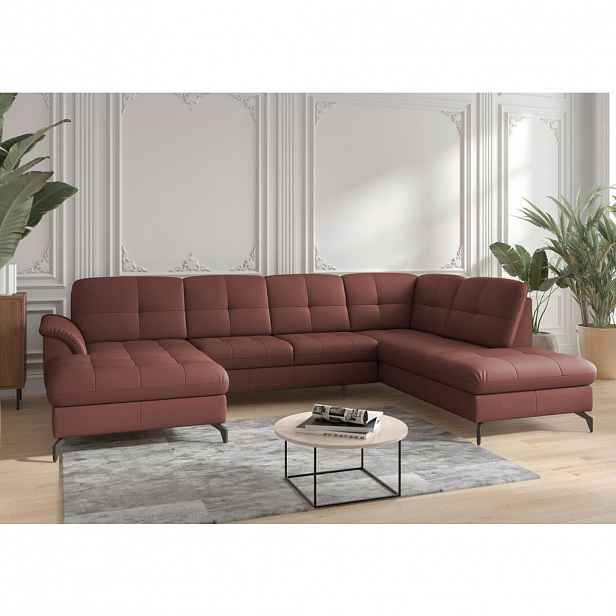 Sit & More SEDACÍ SOUPRAVA, textil, kůže, červenohnědá
