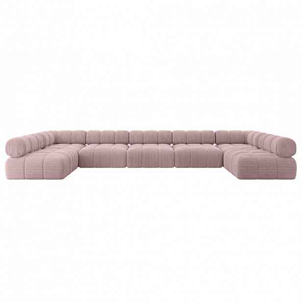 ALTDECOR SEDACÍ SOUPRAVA modulární Garvo-U3 – 475 x 190 x 70 cm, růžová látka manšestr