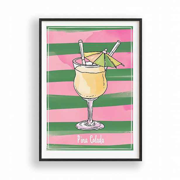 Obraz Pina Colada Plakát Rámeček Dřevěný Černý 30x42 cm