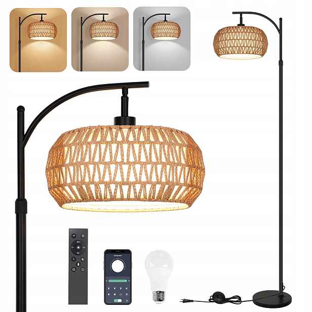 Podlahová lampa černá boho 175 cm s žárovkou E26 2516p