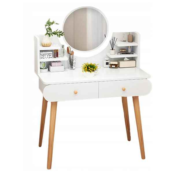 Toaletní Stolek S Se Zrcadlem Make-up Bílý Velký Skandinávský Loft