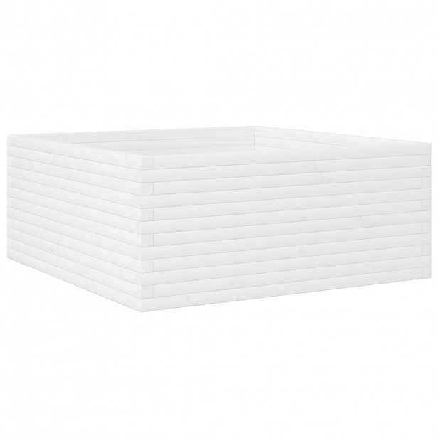 vidaXL Zahradní truhlík bílý 110 x 110 x 46 cm masivní borové dřevo