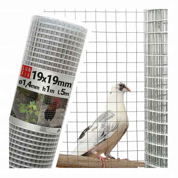 Volierová síť na klec pro papoušky ptáků 1x5 m kovová, Hrubá, pozink fi1,4