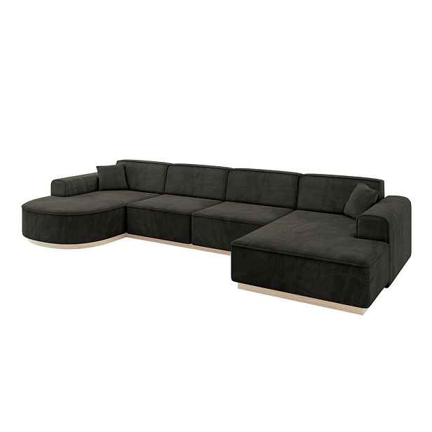ALTDECOR SEDACÍ SOUPRAVA ve tvaru U ARRIO-U2 388x171x83 Černá Velur