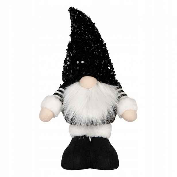 Černobílý vánoční skřítek Tomte 10x15x41 cm